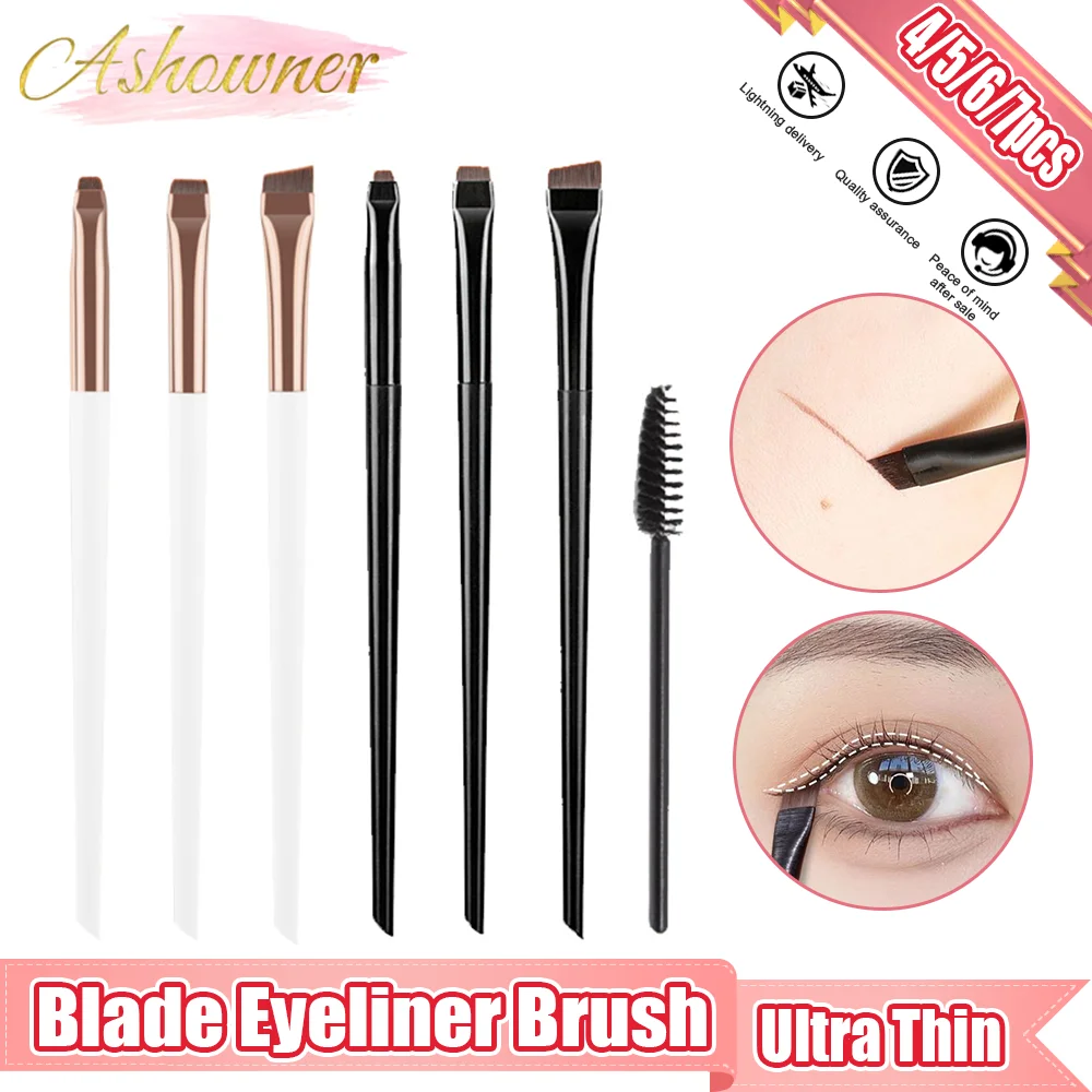 4/5/6/7pcs Blade Eyeliner Makeup Brush Ultra Thin Fine Angle Flat