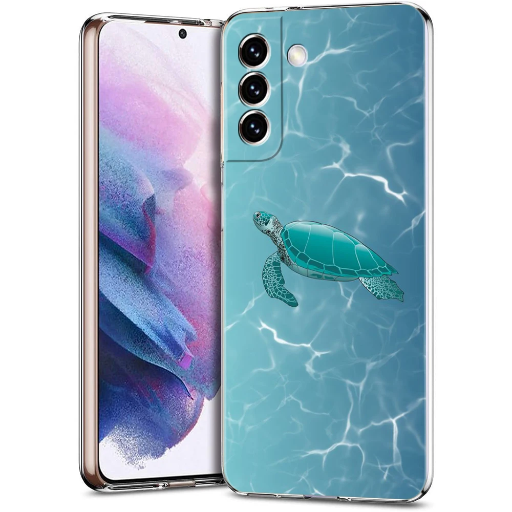 Ocean Blue Sea Turtle Cartoon Soft Clear Phone Case