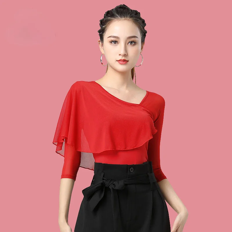 

Рубашка для современных танцев, Одежда для танцев средней длины на весну и лето, одежда для тренировок латинских танцев, одежда для бальных танцев, одежда для квадратных танцев