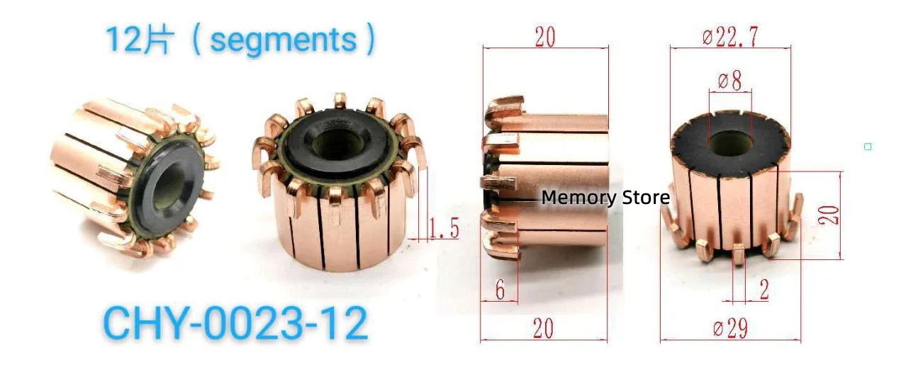 

10Pcs 22.7*8*20mm 12 Teeth Copper Hook Type Electrical Motor Commutator Car motor,CHY-0023-12