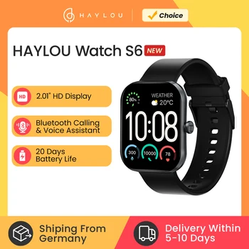 HAYLOU Watch S6 Smartwatch 2.01" HD Display Smart Watch Bluetooth Voice Callings IP68 Waterproof Fitness Tracking Smartwatch