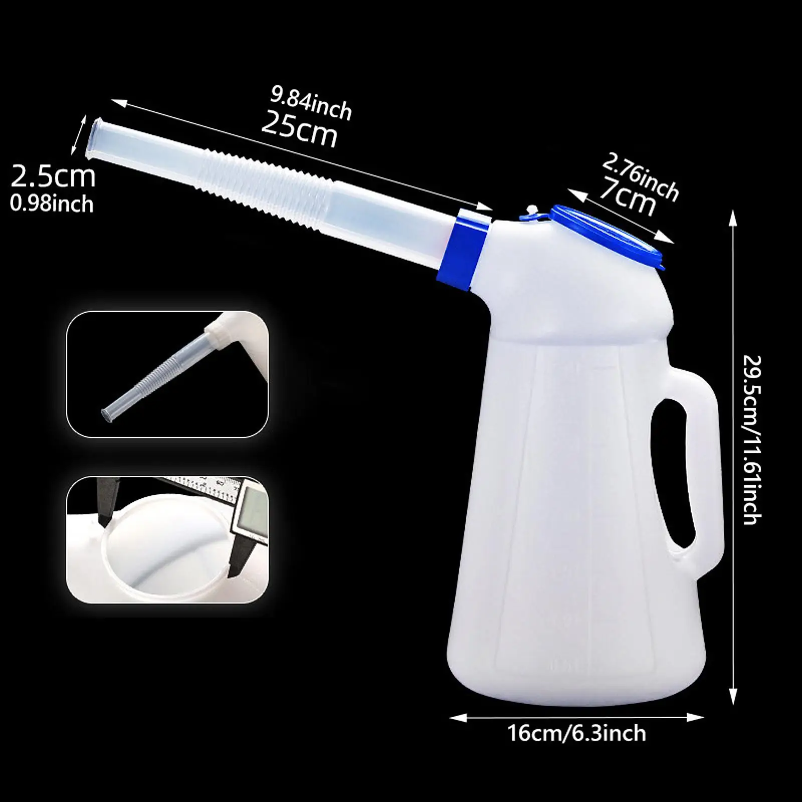 Oil Measuring Jug 1.2L-5L Oil Measuring Jug with Long spout Dust Lid Leakproof Automotive Oil Dispenser Pot Container Storage Can with Scale