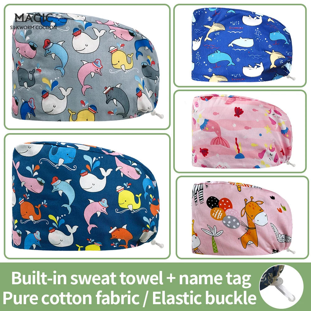 

Регулируемая Шапочка для врачей и врачей, стоматологическая шапочка с полотенцем от пота, хлопковая хирургическая шапочка для ухода за животными, шапочка для ухода за животными для женщин и мужчин