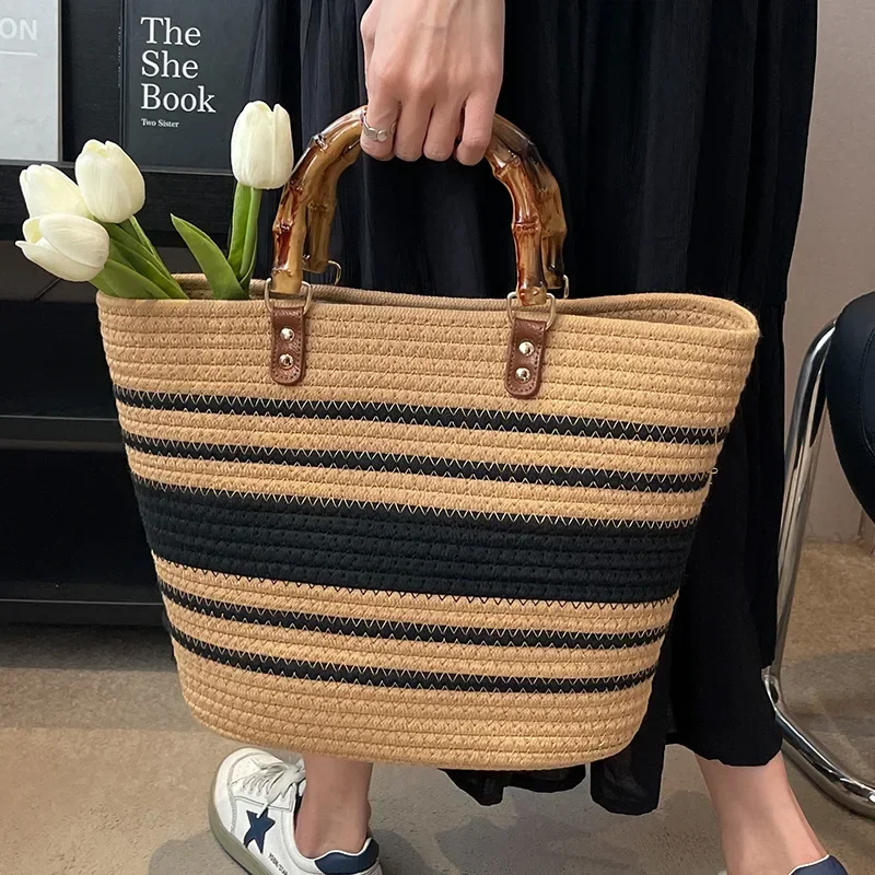 

Grass Woven Bag for Women 2023 New Summer Beach Woven Handbag Large Capacity Fashion Commuter Tote Bag