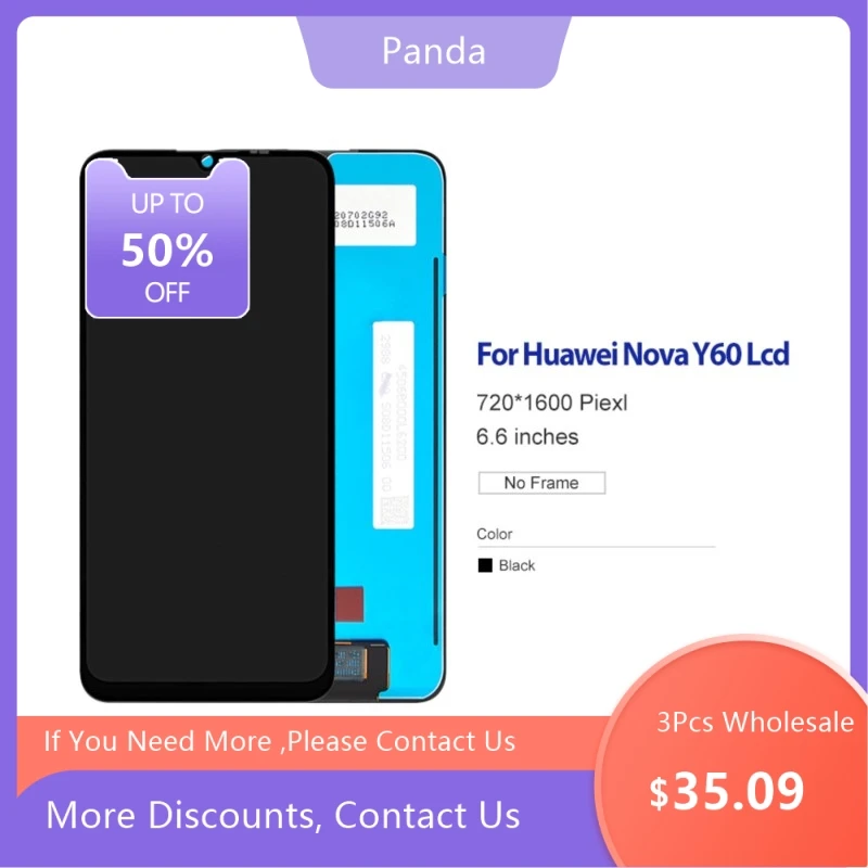 

3 шт., сенсорный ЖК-экран для Huawei Nova Y60