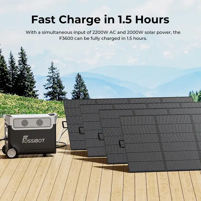 Promotion > Centrale électrique portable FOSSiBOT F3600, générateur solaire  LiFePO3840 4Wh, sortie CA 3600W, charge solaire maximale 2000W, recharge  complète en 1.5 heure, 13 ports de sortie, écran LCD, lampe torche amovible