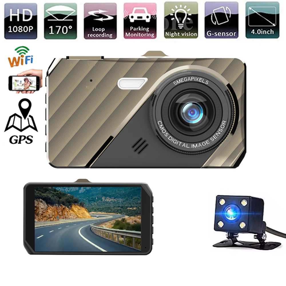 

Car DVR WiFi Full HD 1080P Dash Cam Rear View Vehicle Camera Video Recorder Night Vision Auto DVRs Dashcam GPS Car Accessoriries