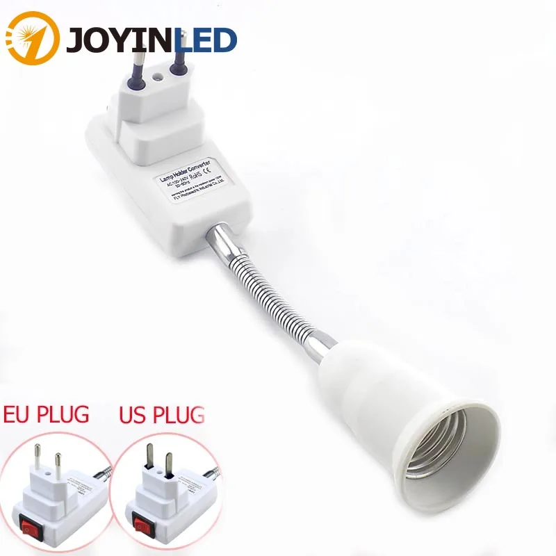 EU/US on/Off E27 Lamp Base Wall Flexible Holder Light Socket AC 110V 220V Converter Bases 20CM Book Light Adapter Plug Switch 1pc us to au plug adapter 4 in 1 wall charger outlet travel converter socket lightweight ac power 3 pin electrical sockets