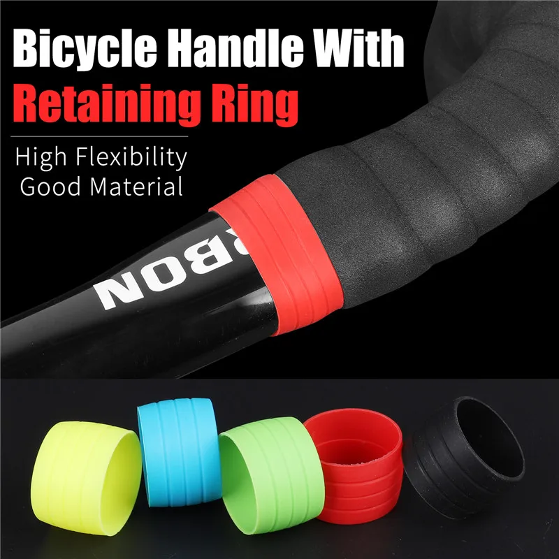 WEST BIKING 2pcs Road Bicycle Handlebar Strap Tape Fixing Silicone Ring Anti-Slip Rubber Sleeve Loop High Elastic Handlebar Tape