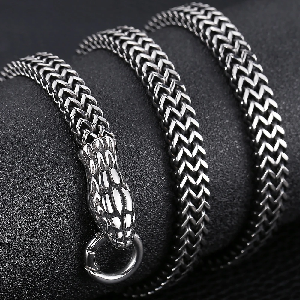 8MM Curb Link Chain Men's Neck Necklaces for Men Gothic Stainless Steel