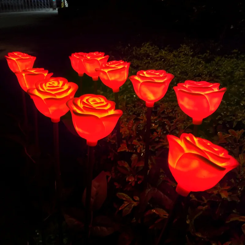 Tanie Lampa podłogowa LED sztuczna róża zewnętrzna wodoodporna osłona przeciwsłoneczna pojedynczy
