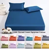 100% Egyptian Cotton Bed Sheets Home Bed Linen 1000 Thread Count Fitted Sheet with Elastic Band Solid Mattress Cover 140/160 1PC 1