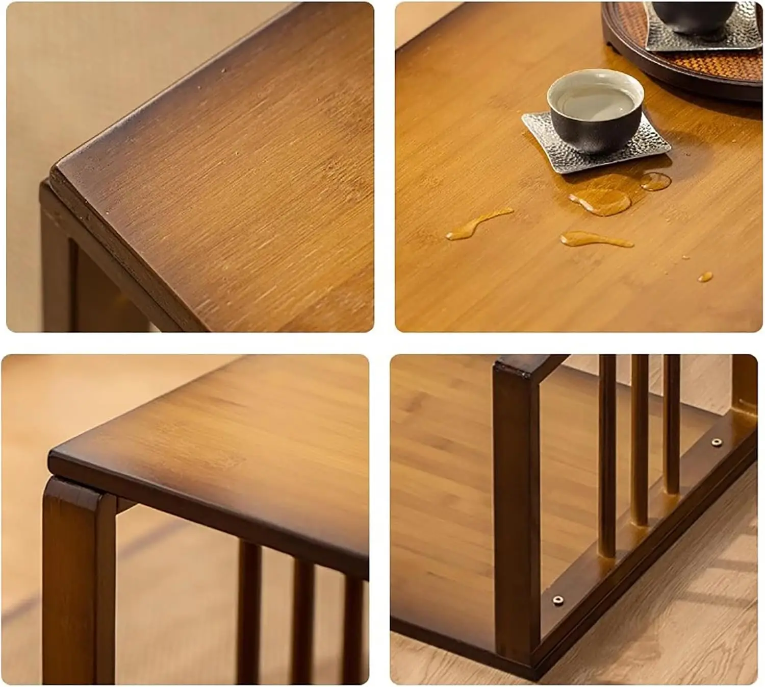 Comfort corner Bamboo Folding Coffee Table,Tea Table Low Table for Sitting On The Floor,Rustic Floor Foldable