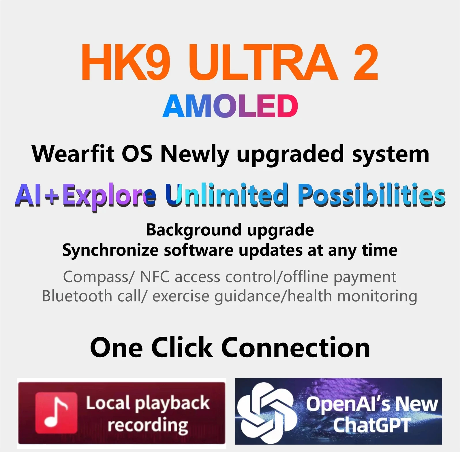 HK9 Ʈ 2 AMOLED Ʈ ġ, 2024 Gen 3,  Ⱥ극 ø 9, ChatGPT NFC Ʈ ġ es, 2GB ROM, IWO ġ Ʈ 9