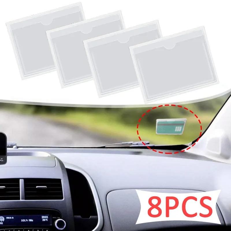 DWFEYOI 10 Pezzi Porta Biglietti Auto Parabrezza,Tasca Schede Autoadesive,Trasparente Autoadesivo Supporto per Il Permesso,Espositori per Ticket di Parcheggio per Parabrezza Dell'auto o del Caravan