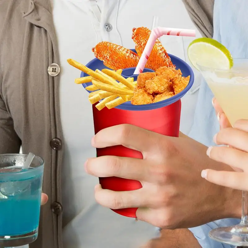 Snack Bowl For Tumbler Silicone Snack Tray For Cup Reusable Water Bottle Fried Chicken Plate Party Beverage Containers