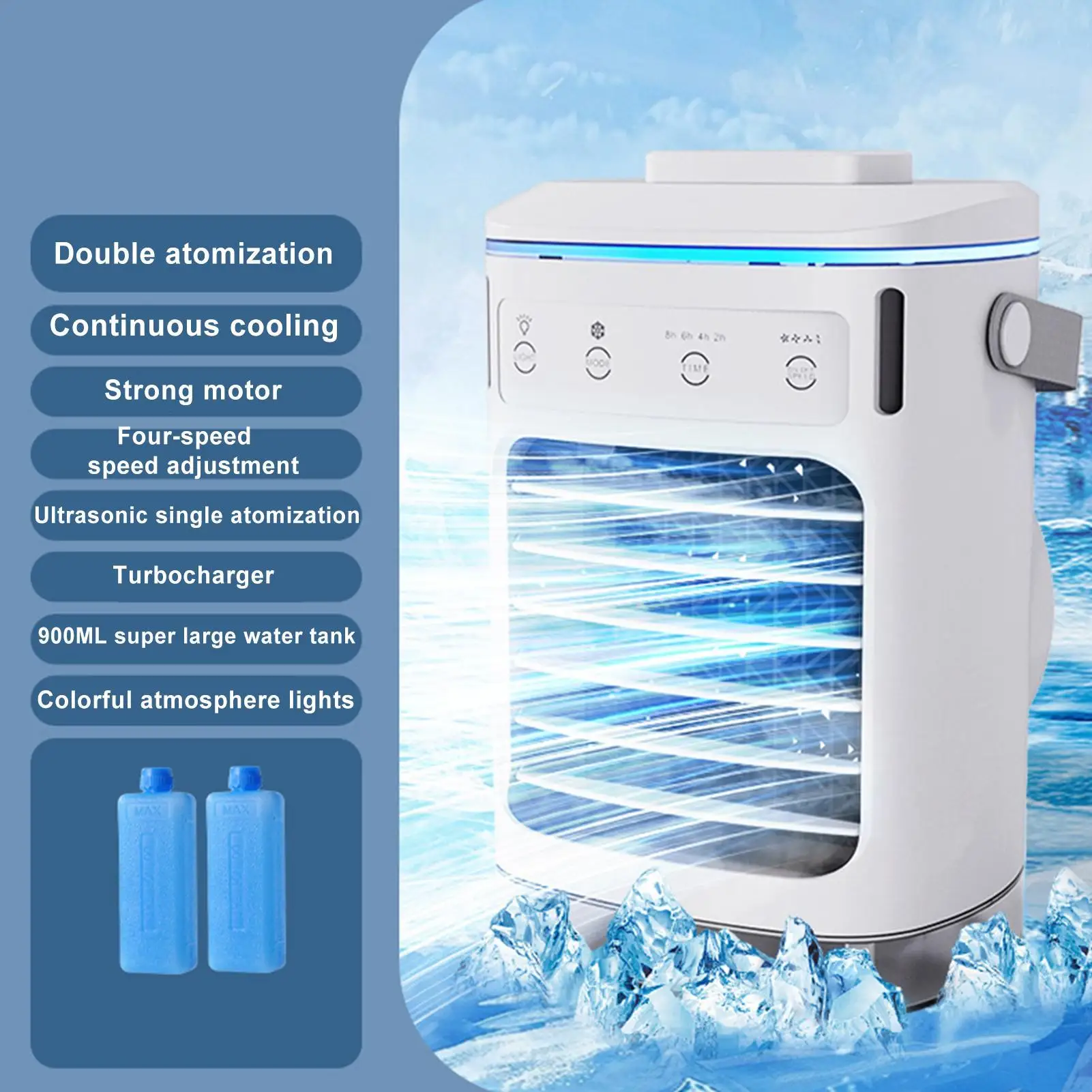 Small Electric Fan With Ice Box Office Portable Cooler Fan Desktop USB Portable For Home Bedroom