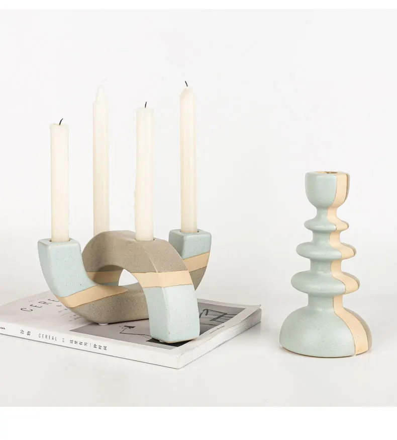 Vintage Multicolor Ceramic Candlestick