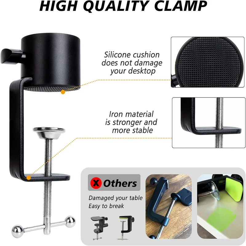 Microphone Boom Arm 360&deg;Rotatable Mic Stand Microphone Holder With 3/8"5/8" Adapters Microphone Arm With Accessories Mic Arm microphone stand