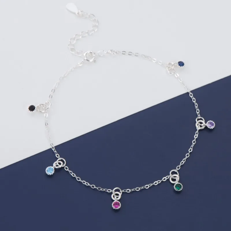 Silver Color Elegant Round Zircon Anklet for Women Light Luxury Summer Boho CZ Beads Chain Foot Chain Party Jewelry Gifts