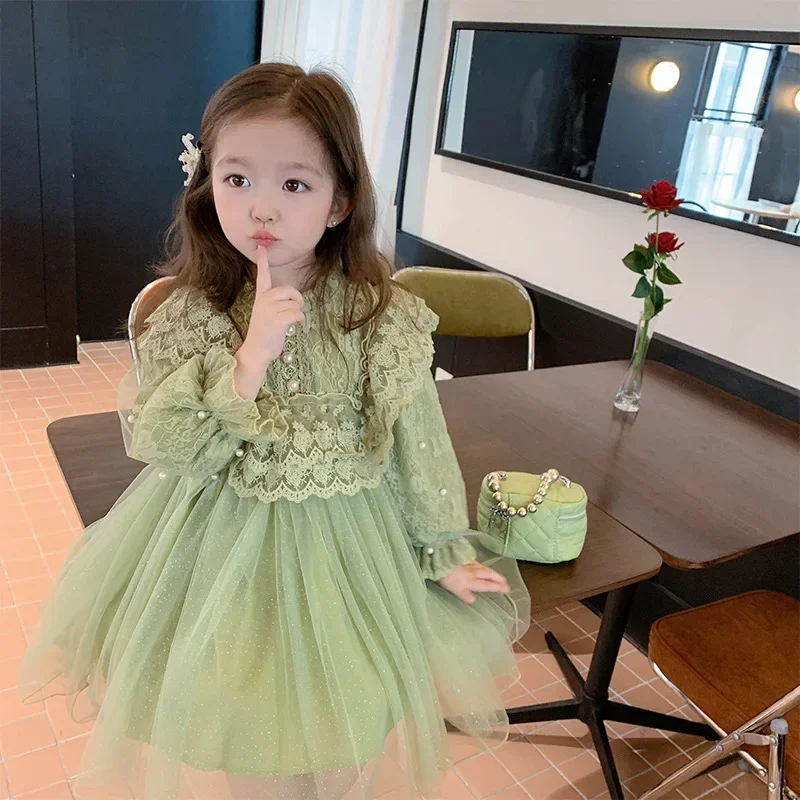 Korean Style New Spring Autumn Kids Girl Dress Long Sleeves