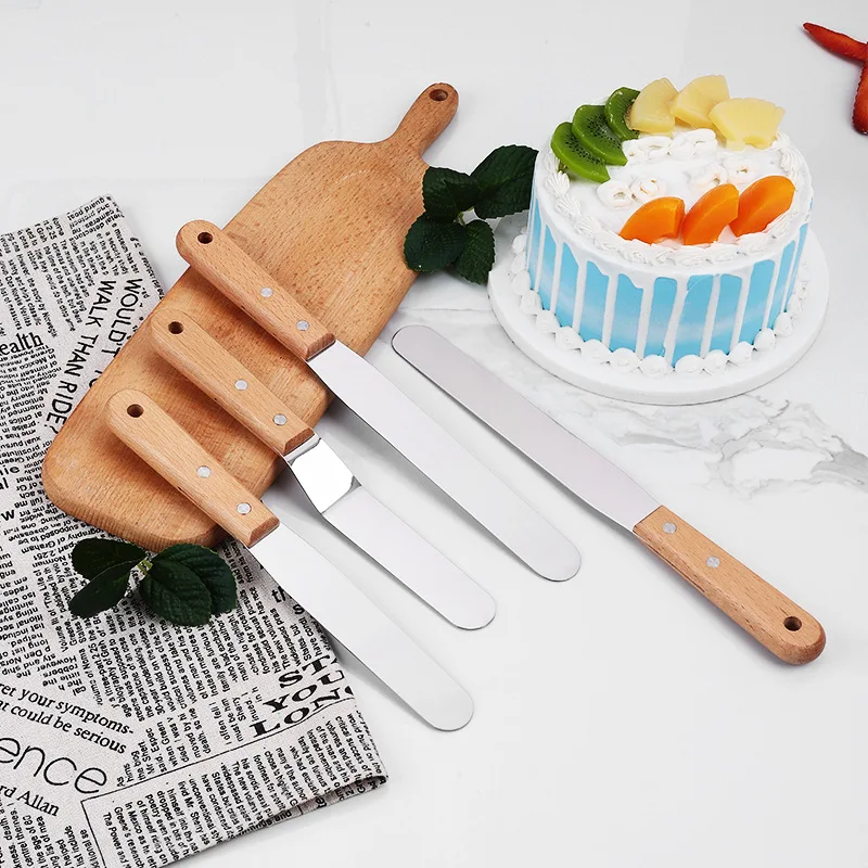 Stainless steel kitchenware beech wood handle frying fish spatula multi-purpose cooking tool baking spatula barbecue cooking