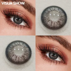 Visuashow Sora Grey Color Contact Lenses for Natural Beauty - 1 Year Fashion Contacts (Glacier Black)