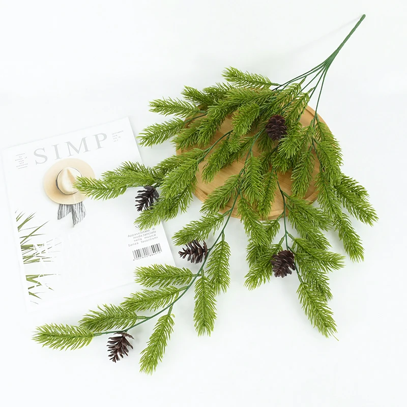 

80cm Christmas Pine Needles Rattan Garland Artificial Plant Branches Pine Cone Wreath Xmas Tree Hanging Ornament Home Decoration