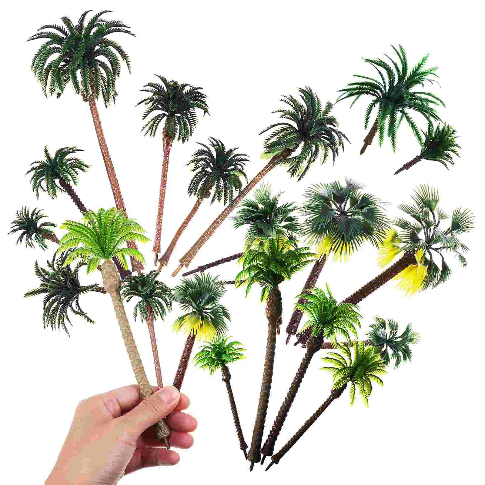 19PcsMiniaturePalmTreesFakePlasticTreesCupcakeTopperScenery