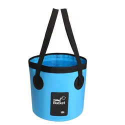 Foldable Portable Water Bucket for Outdoor and Travel Camping Activities (12L/20L Capacity) (Blue 12L)