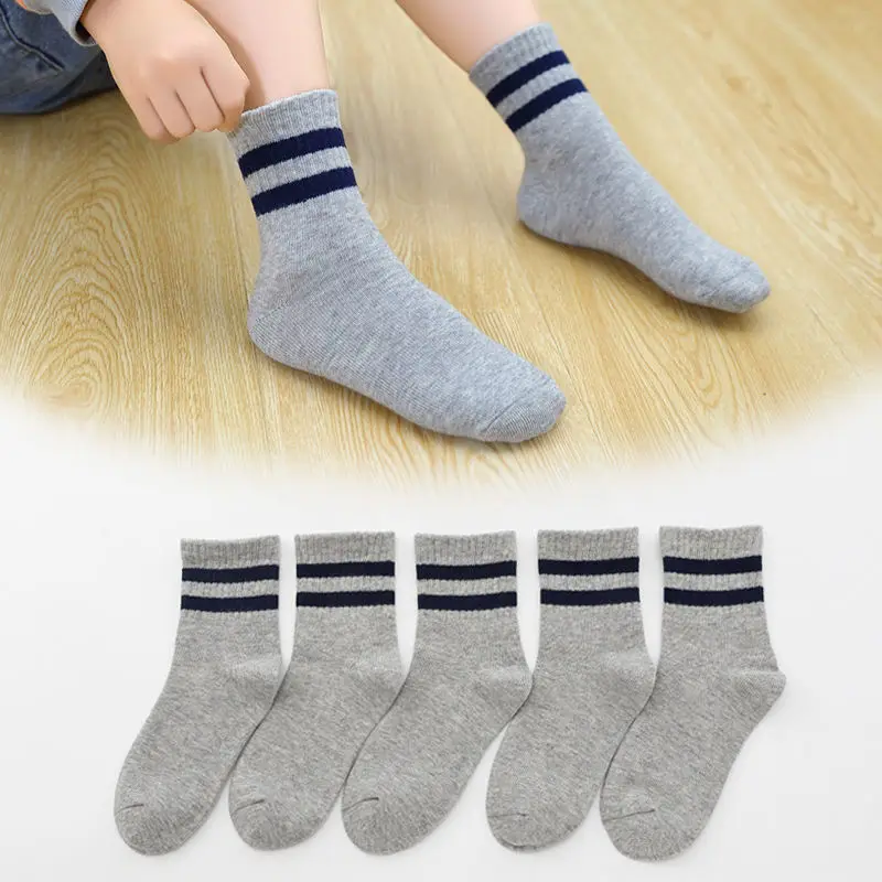 5 Pairs/ Lot Pure Colour Soft Breathable Cotton Kids School Socks Girls Boys Casual Grey Black White Sports Children's Socks kids socks