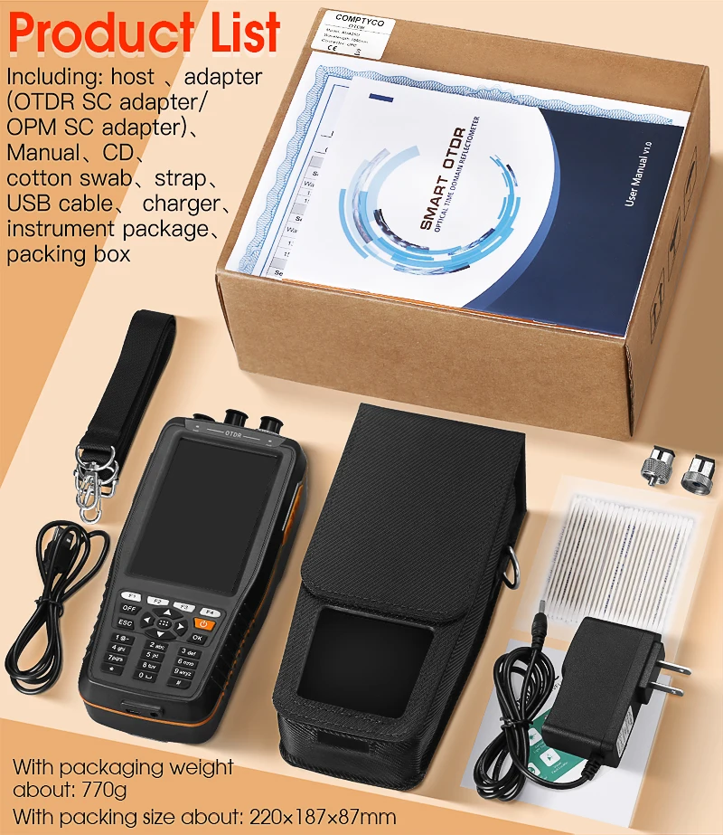AUA28U/AUA28A Multifunctional OTDR 1550nm Touch Screen Optical Time Domain Refle