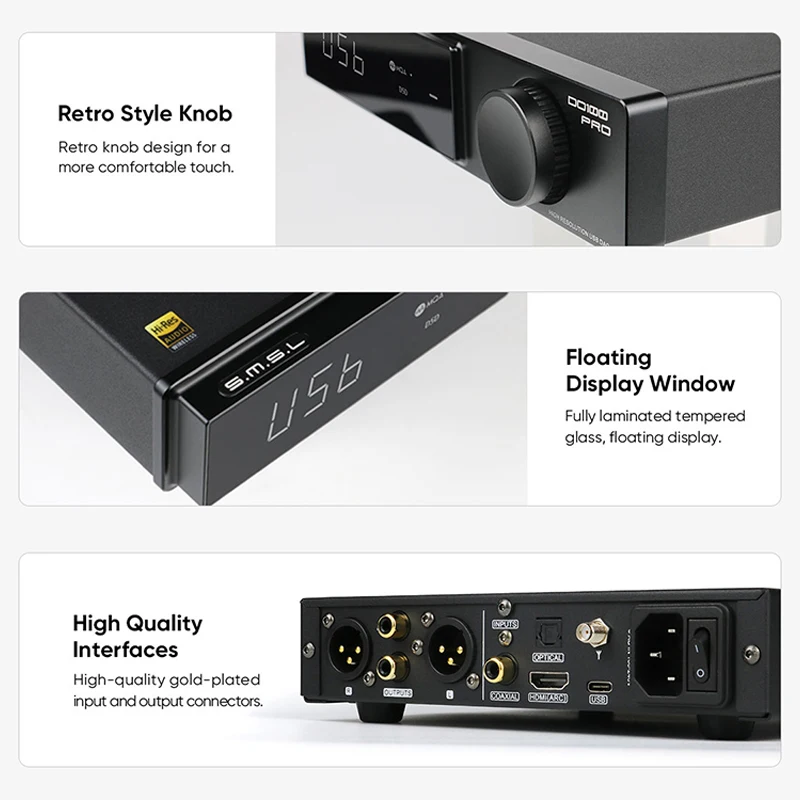 SMSL DO100 Pro Hi-Res MQA DAC Dual ES9039Q2M Decoder Bluetooth5.1 DSD512 OPA1612 HDMI-ARC High End Digital DAC For PS5 DO100pro