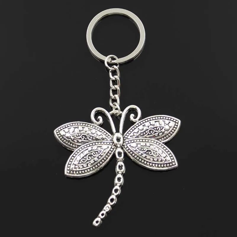 Di modo della Libellula 60x58mm Del Pendente 30 millimetri Anello Chiave Della Catena del Metallo Degli Uomini di Colore Argento Auto Regalo Souvenir Portachiavi dropshipping
