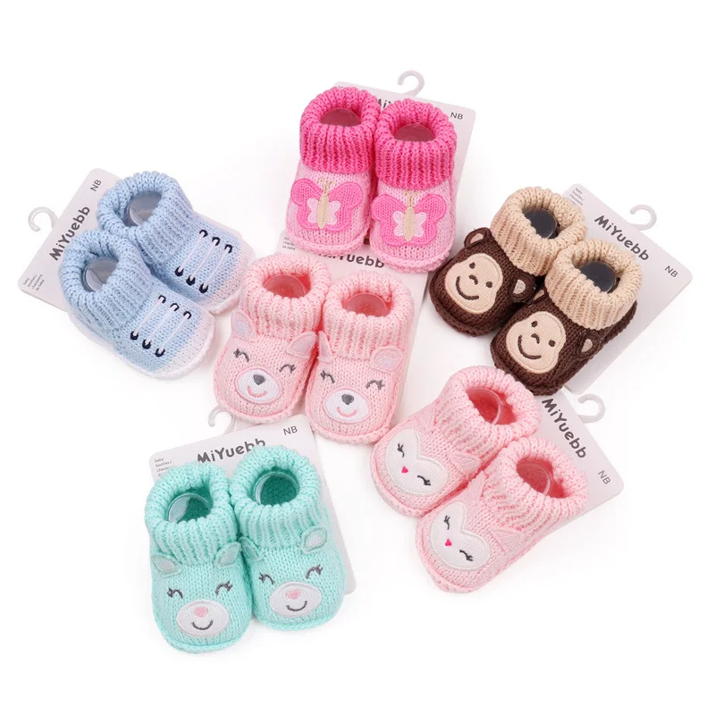 

Wool Knitted Baby Shoes Cartoon Animal Pattern Newborn Baby Girls Baby Boys Warm Shoes Infant Shoes