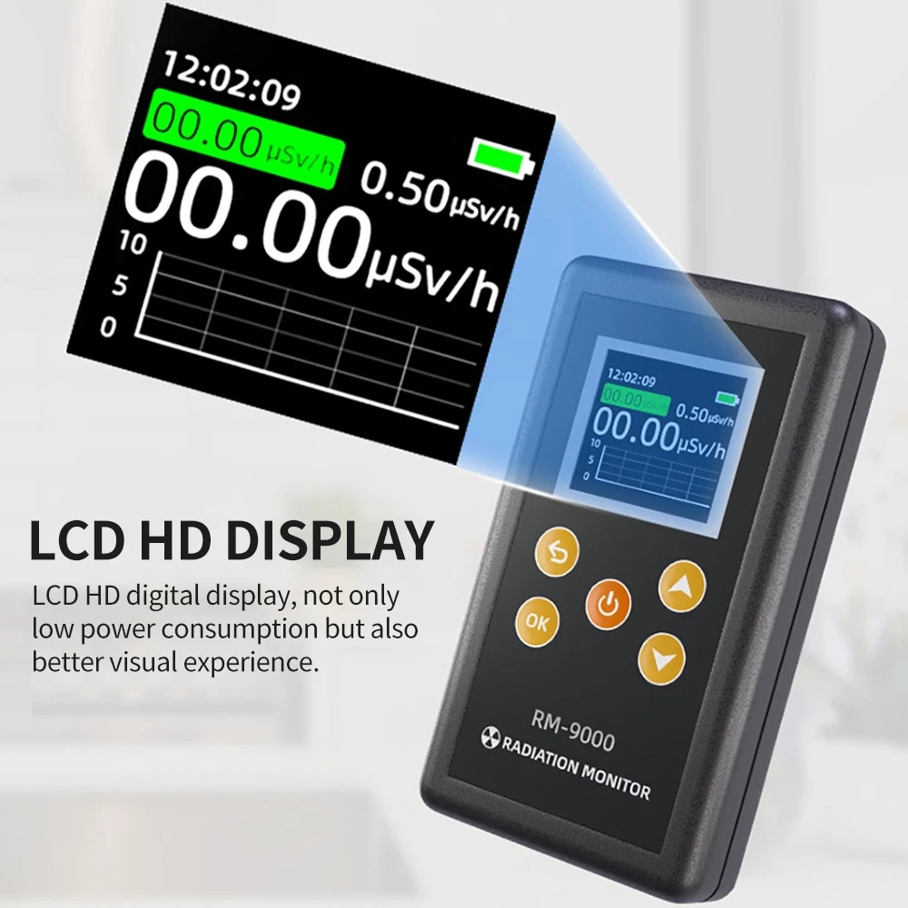 Geiger Counter Radiation Detector Personal Dosimeter X-ray γ-ray β-ray Beta Gamma Detection Nuclear Radiation Meter RM9000 5