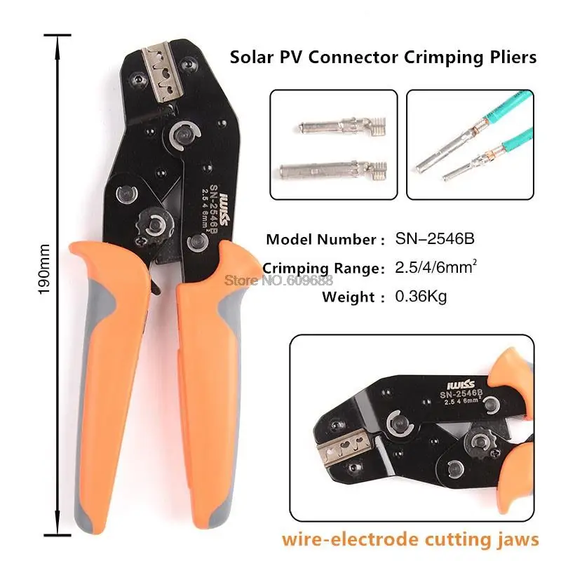 IWISS MC4 Solar PV Connector Crimping Tools for AWG14-10 2.5/4/6mm2 Solar PV 