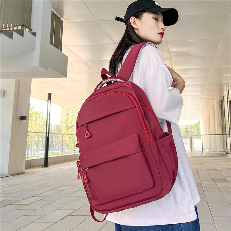 

New Popular Cool Women Nylon Laptop Backpacks With Big Pockets Simple Fashion Multifunction Student Leisure Shopping Girls Bags