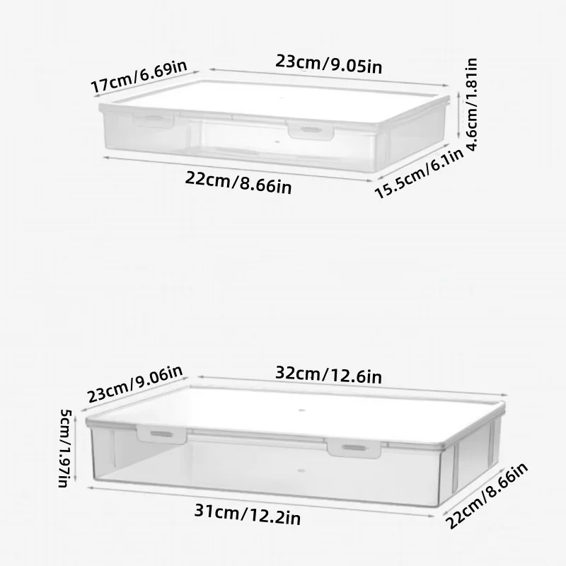 2피스 세트/투명 A4 파일 보관함 사무실 데스크탑 정리함 보관함 인쇄 용지 파일 상자