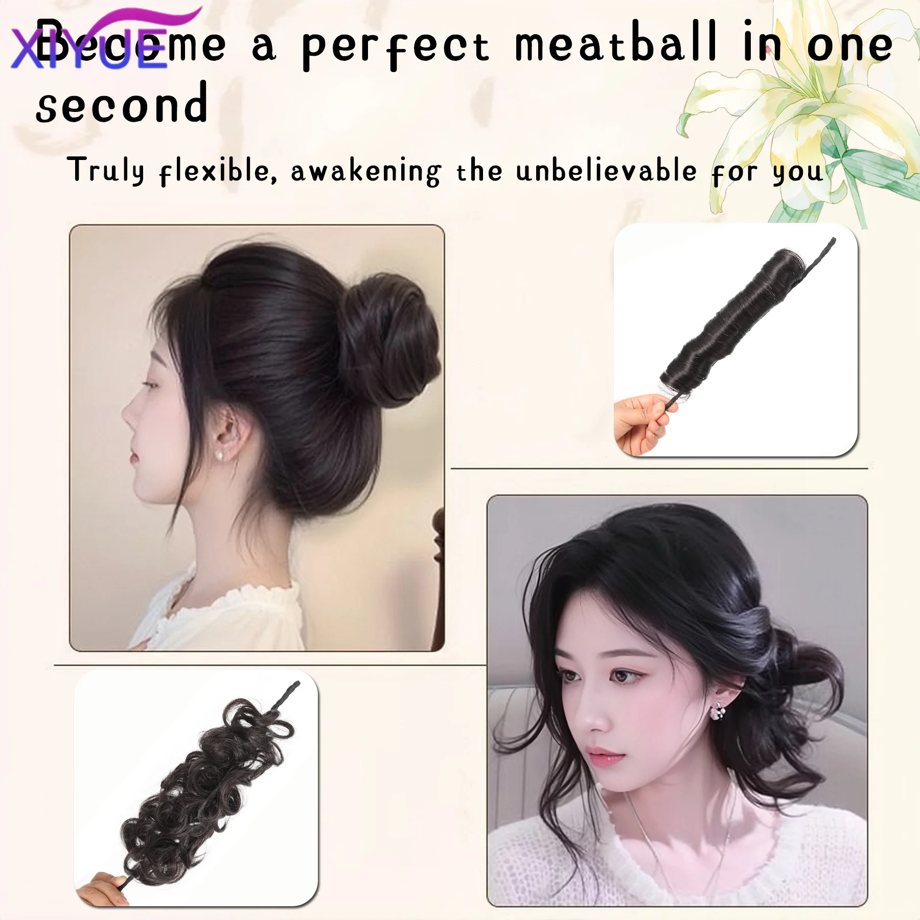XIYUE Synthetic Messy Scrunchies Elastic Hair Band Women's Wavy Hair Buns Long Chignon Black Brown Buns Hairpiece For Women