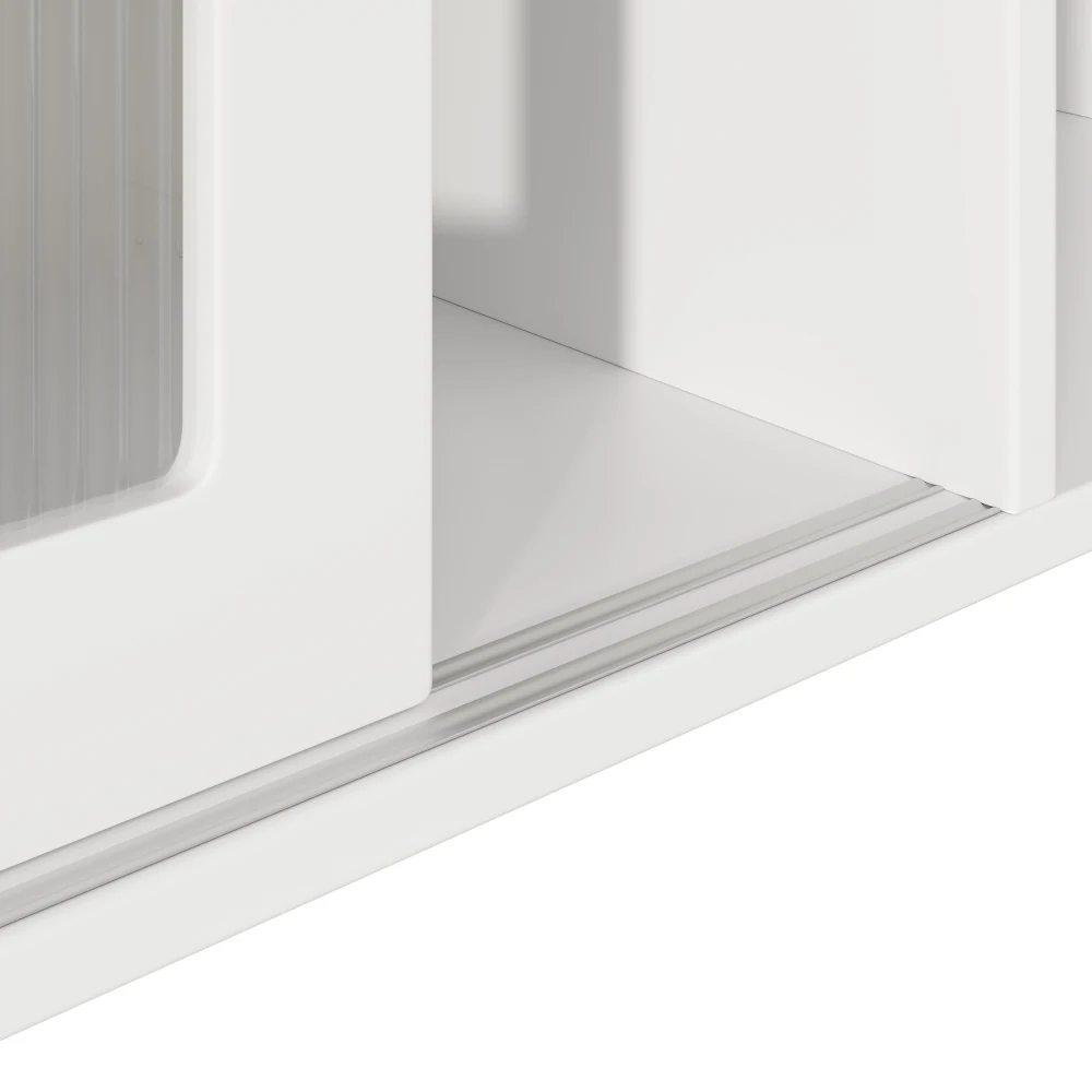 Küchenschrank, Herdplatte, Vitrine, Buffetschrank mit verstellbaren Regalen, Esszimmerschrank, Sideboard mit LED-Beleuchtung, Weiß – Detail 15