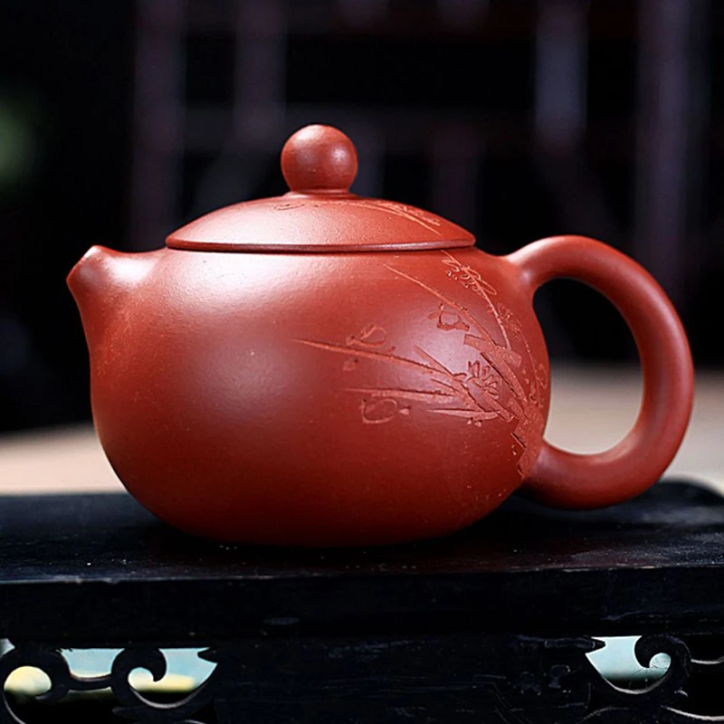 Chinese Style Dark Fragrance Xishi Teapot, Purple Clay Raw ore Dahongpao, Kung Fu Household, Pure Handmade, 230ML, Tea Pots, 1Pc