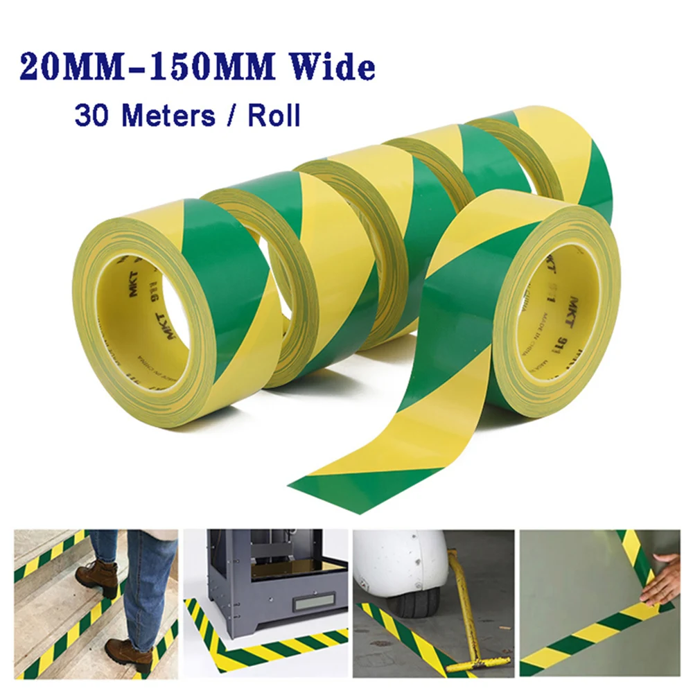 1Roll Green yellow 30Meters Multicolor Barrier Tape PVC Floor Warehouse Hazard Marking Safety