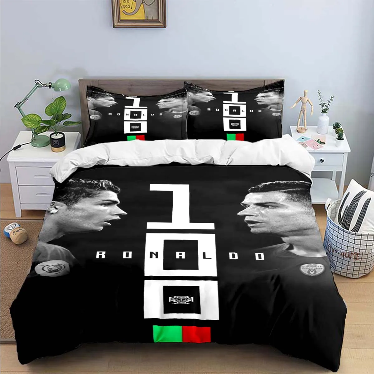 Fashion football R-Ronaldo  Digital Printing Bedding Set Duvet Cover Comforter Bed  Youth Kids Girl Boys Birthday Gift