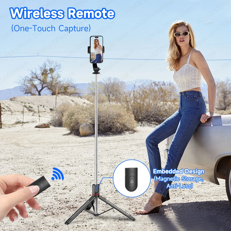 F15 Selfie Stick Tripod Extendable Pole with Wireless Bluetooth