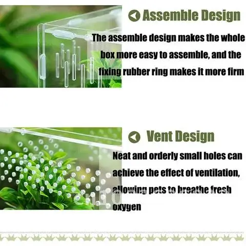 

Acrylic Transparent Sliding Cover Reptile Breeding Box Tank Insect Spiders Tortoise Lizard Feeding Terrarium