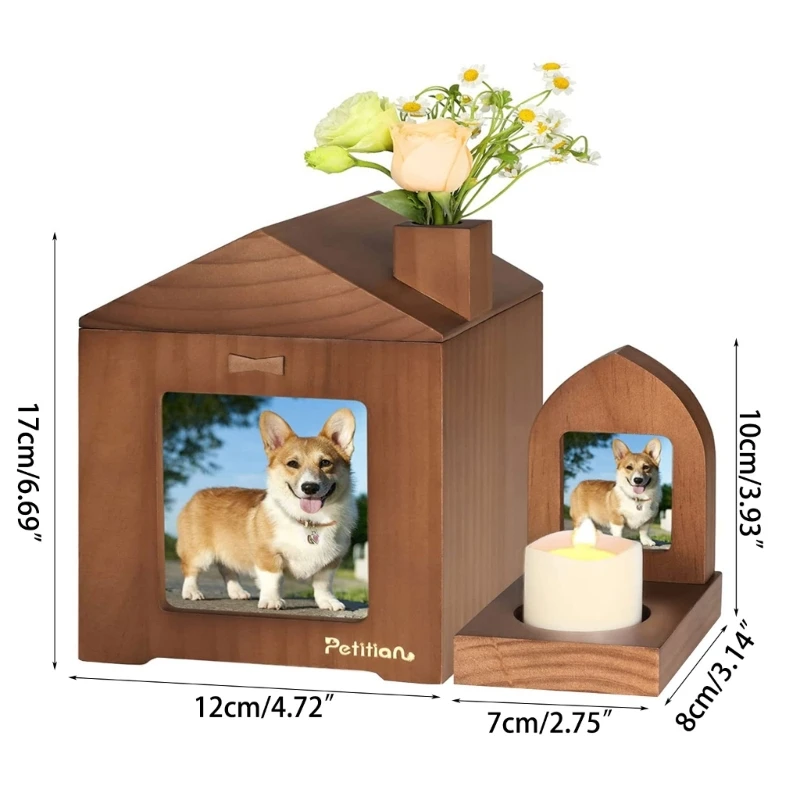 Pet Urn Picture Frame Candle Holder Remembrance Sympathy Dog Cat Passed Away Photo Commemorate Ornaments