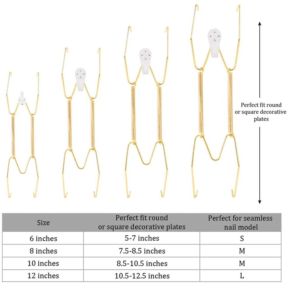 보이지 않는 벽 플레이트 홀더, 벽 플레이트 행거, 장식 플레이트 행거, 6 인치, 8 인치, 10 인치, 12 인치