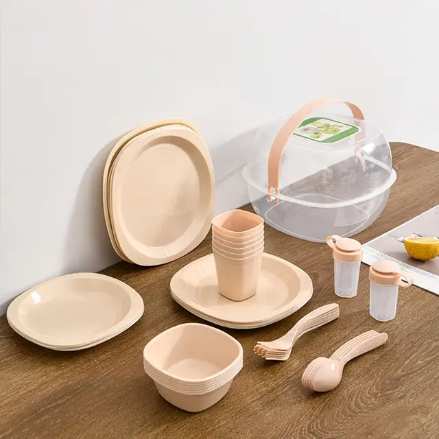 Picnic Set 52 Pieces Plastic Dinnerware Set, Plastic Plates And