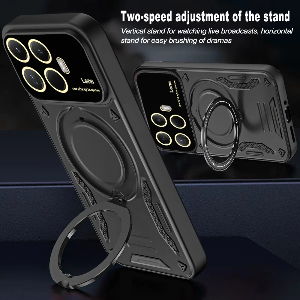 Magnetic Ring Armor Phone Case with Camera Protection and Back Cover